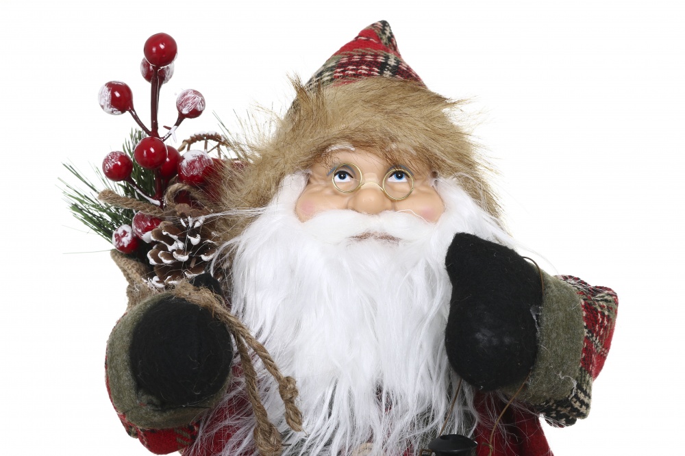 Декоративная новогодняя фигура Санта Кантри лесной с фонариком красный 40 см