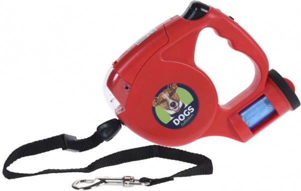 Поводок-рулетка Koopman с контейнером для пакетов и фонариком 5 м (491002360)