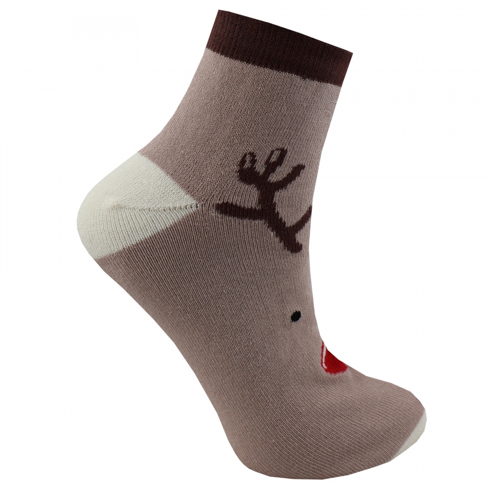 Шкарпетки махрові унісекс Premier Socks Новий рік Червоний Ніс р. 23-25 бежевий