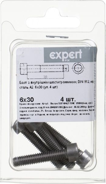 Болт метрический DIN912 6x30 мм 4 шт.