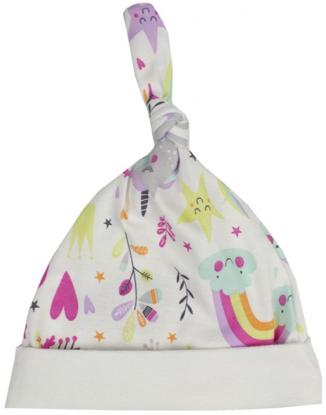 Шапочка детская для девочки Bambinelli Единорог (6-9 мес.) белый с рисунком 