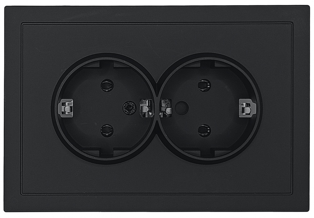 Розетка подвійна побутова із заземленням HausMark Juna чорний
