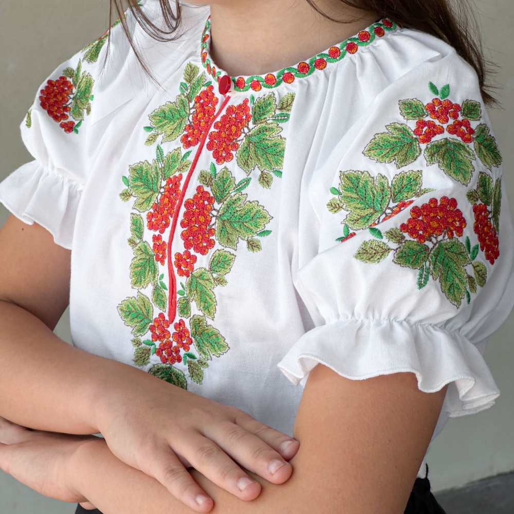 Вышиванка для девочек Эдельвика Калина р.110 белый 263-25/09