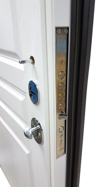 Дверь входная Булат Олимп 216 дуб графит / белая текстура 2050x850мм правая