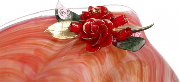 Фруктовница красная GIGLIO ALABASTRO RED 46X38X25 White cristal