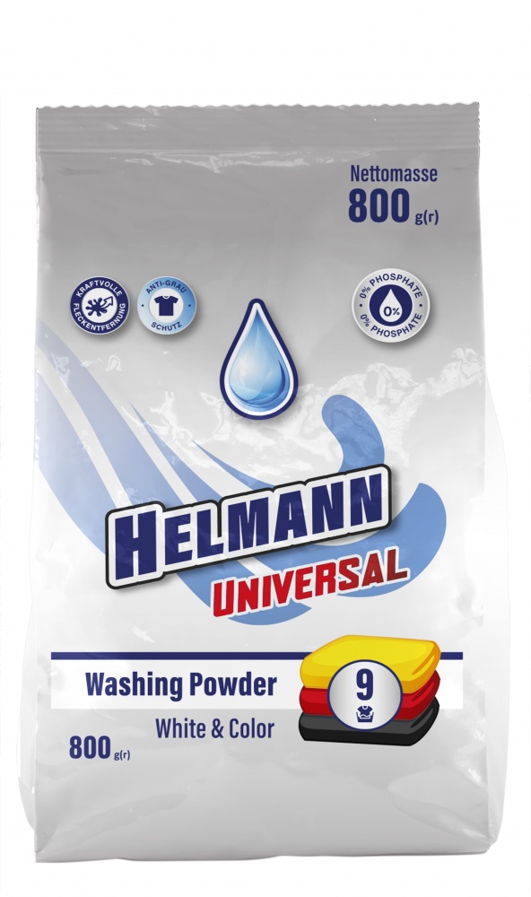 Порошок для машинной и ручной стирки Helmann UNIVERSAL White & Color 0,8 кг