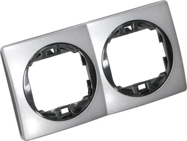 Рамка двомісна Aling-Conel Aling-Conel Eon горизонтальна сріблястий / чорний E6701.S1E