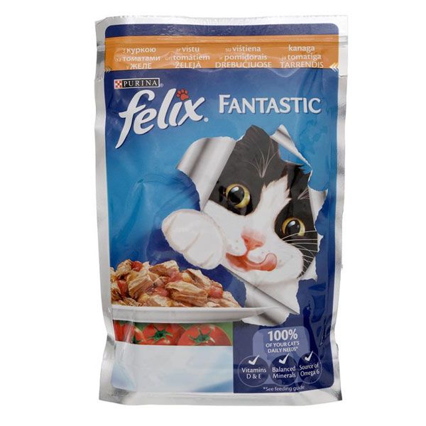 Корм Felix Fantastic с курицей и томатами в желе 100 г