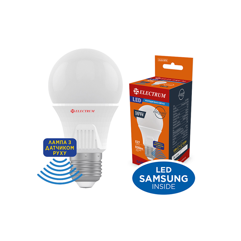 Лампа світлодіодна Electrum Elegant з датчиком 10 Вт A60 E27 220 В 4000 К A-LS-1970