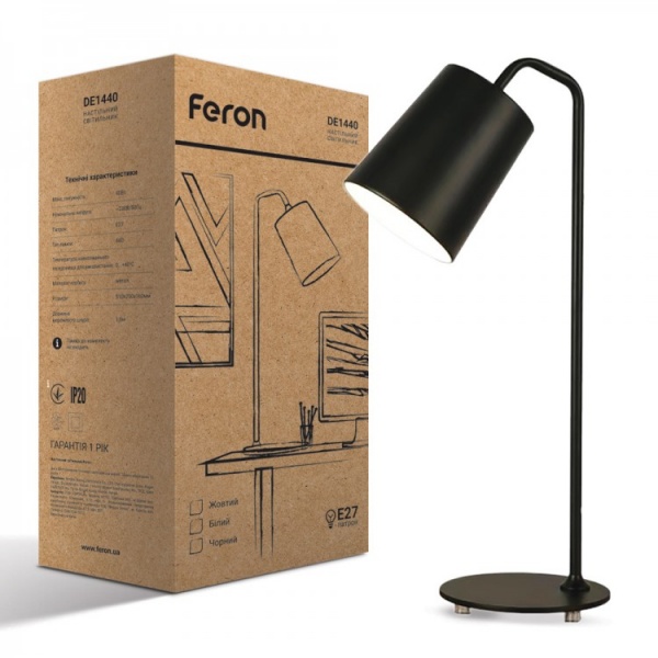 Настільна лампа декоративна Feron DE1440 1x40 Вт E27 чорний 