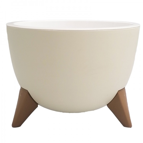 Горшок Serinova з дренажом на ножках UFO N1 круглый 2 л кремовый (ALY601 white) 