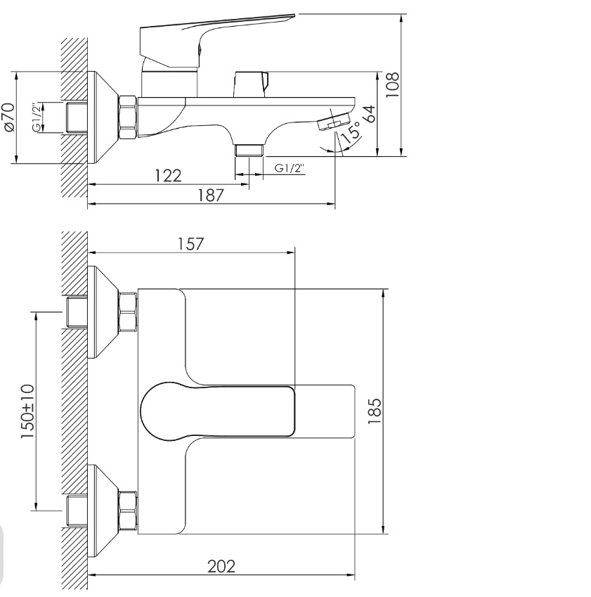 Смеситель для ванны Imprese LORETA, чорний матовый
