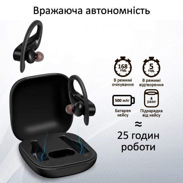 Навушники Promate Bluetooth 5 black (motive.black)