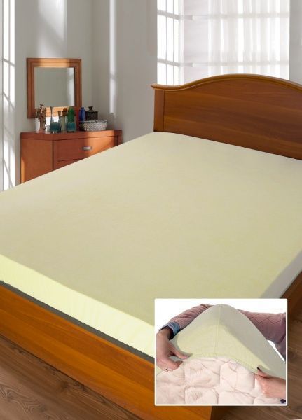 Простынь на резинке Дизайн 4 (махровое) 200x180 см молочный Ярослав 