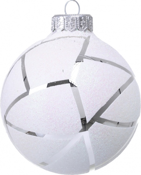 Куля новорічна сніжна колекція d 80 мм білий