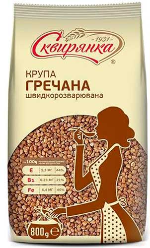 Крупа гречана ТМ Сквирянка ядриця швидкорозварювана (перший гатунок) 800г 4820006010409 