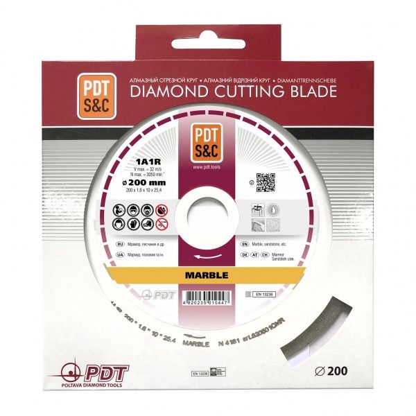 Диск алмазний відрізний PDT 1A1R-200 MARBLE 200x1,6x25,4 мармур, піщаник 820501CMR