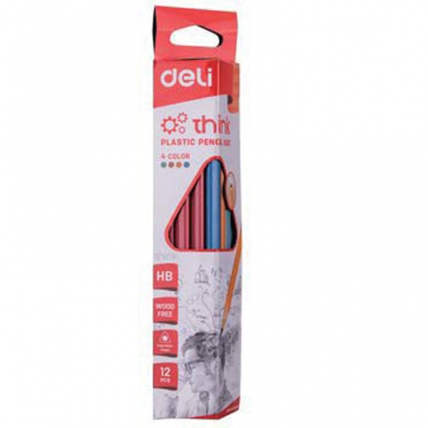 Олівець чорнографітний мікс HB трикутний 12 шт. U50100-12 Deli