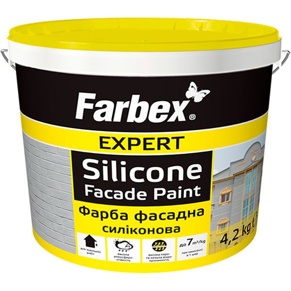 Краска фасадная силиконовая Farbex Expert Silicone fasad мат белый 4,2кг