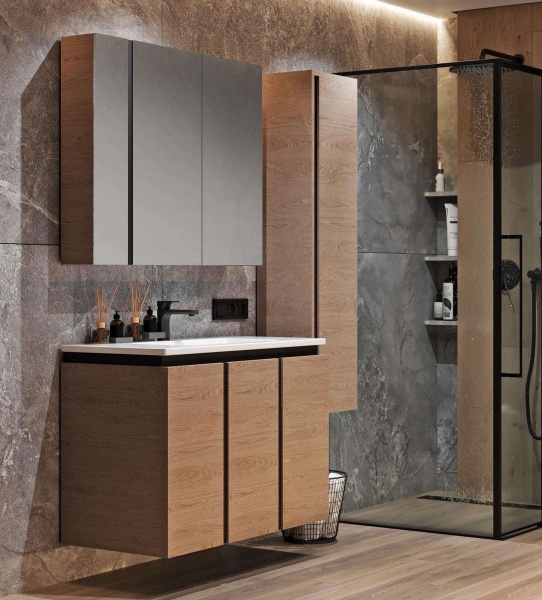 Тумба підвісна Сансервіс Black wood 100 з умивальником Еліт 100