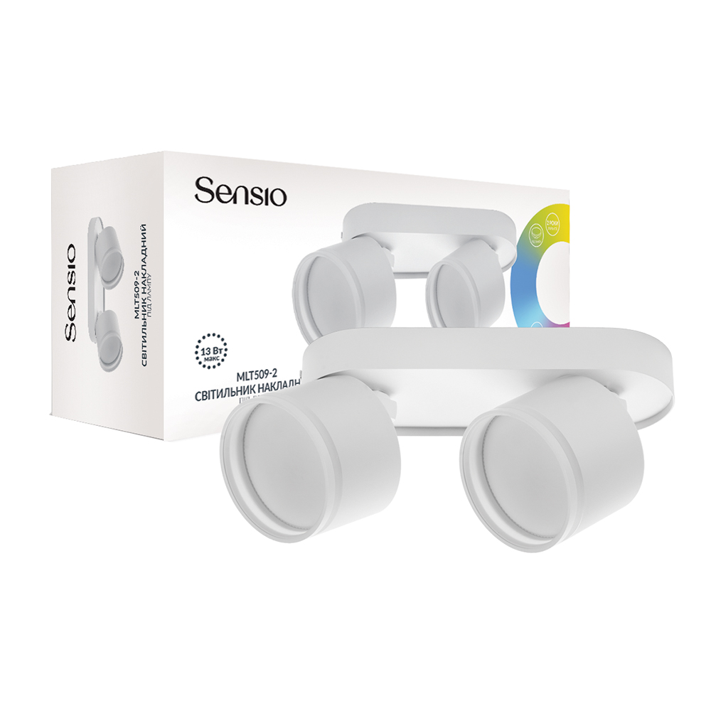 Світильник накладний поворотний Sensio під лампу 2x13 Вт GX53 білий MLT509-2 w