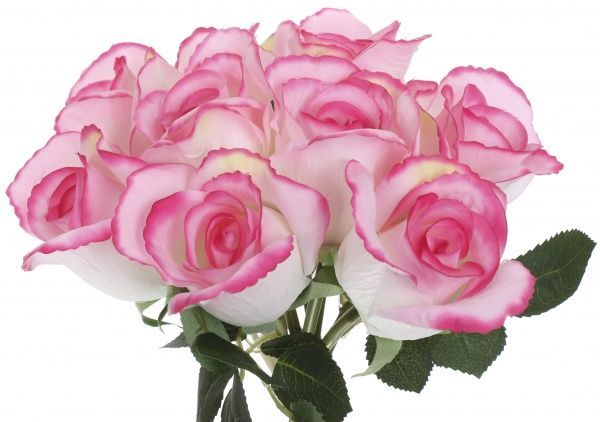 Растение искусственное Букет роз 30 см бело-розовый 9