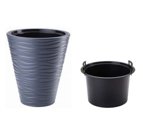 Горщик пластиковий Form Plastic Сахара-30 круглий 14,6л антрацит (2720-014) 