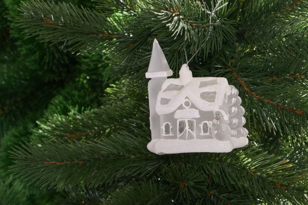 Новогодняя декорация Стеклянный домик 10x7x10,8 см с RGB-подсветкой