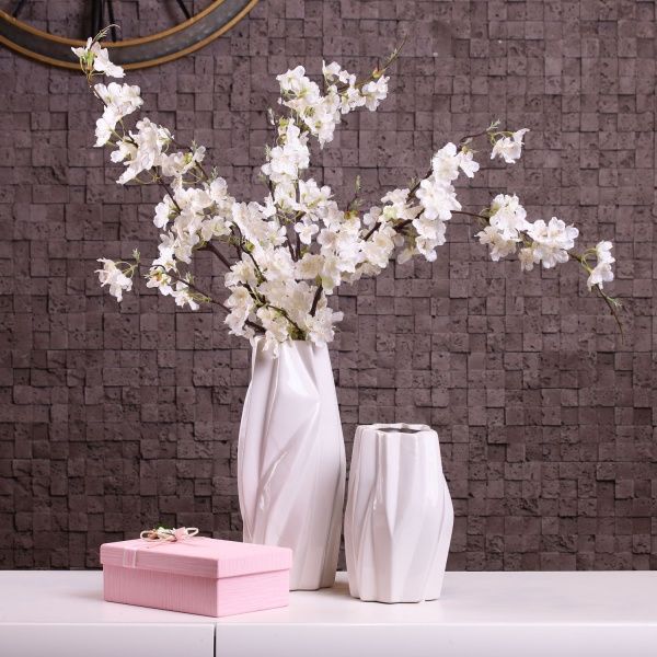 Ваза керамічна біла Crystal 13х13х20 см