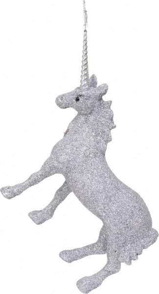 Елочная игрушка Единорог серебряный 17x12x4 см SD22-212 