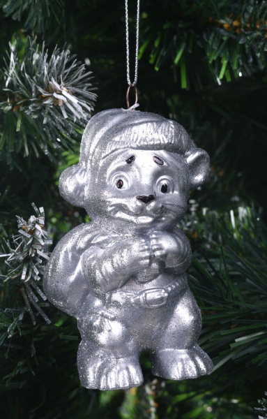 Підвіска Тигрик 3Д з мішком d 12 см срібний