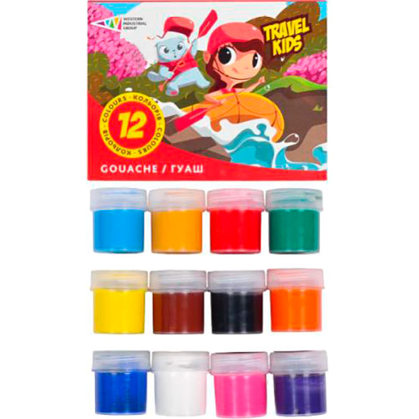 Краски гуашевые Travel Kids 12 цветов 240 мл 321037/TK Western Industrial Group