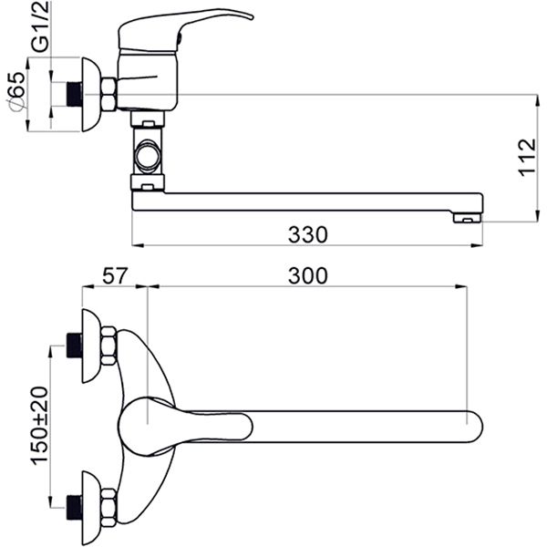 Смеситель для ванны Rubineta Prince P2CK01