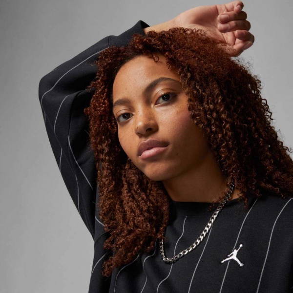 Світшот Nike W J BRKLN FLC CREW STRIPE DX0357-010 р. XS чорний