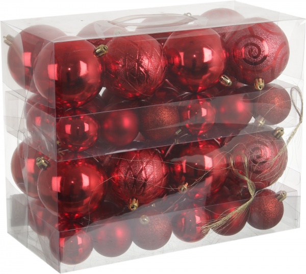 Набір ялинкових куль d 80/50 мм в асортименті 52 шт./уп.