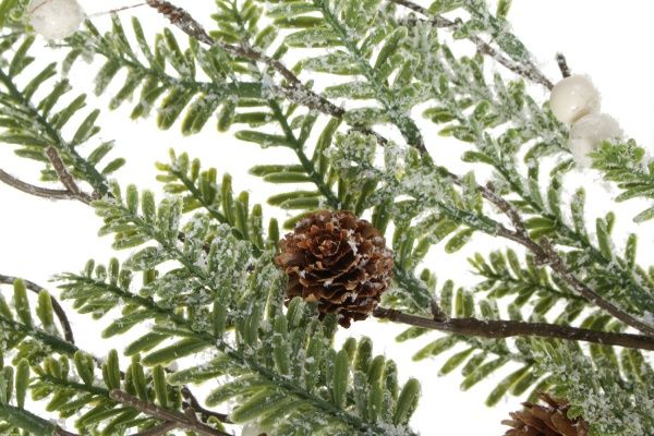 Декорация новогодняя Ветка хвойная спадающая с шишками ягодами 47 см EPI-707038019 