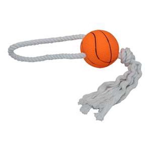 Игрушка для собак Zoomax Мяч баскетбольный на веревке 6,5x35 см EV082