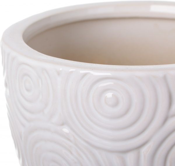 Горщик Viet Thanh Ceramic з блюдцем спіраль 29х23 см VT.10704-3 круглий білий 