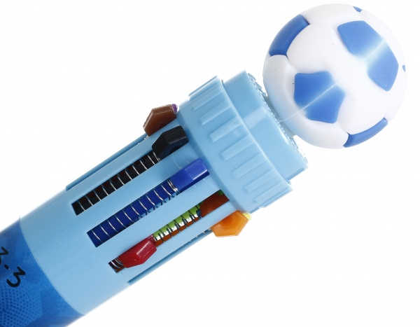 Ручка кулькова на 10 кольорів м'яч синій 