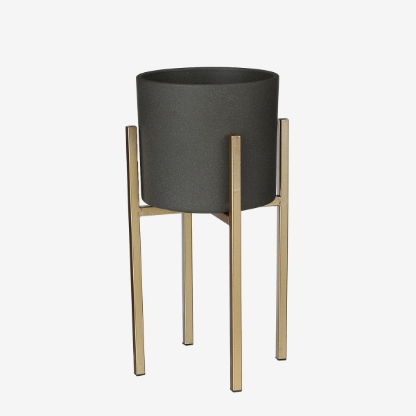 Вазон керамічний Edelman Era 28 см круглий 14,2 л пісочний/темно-сірий (1035850) 