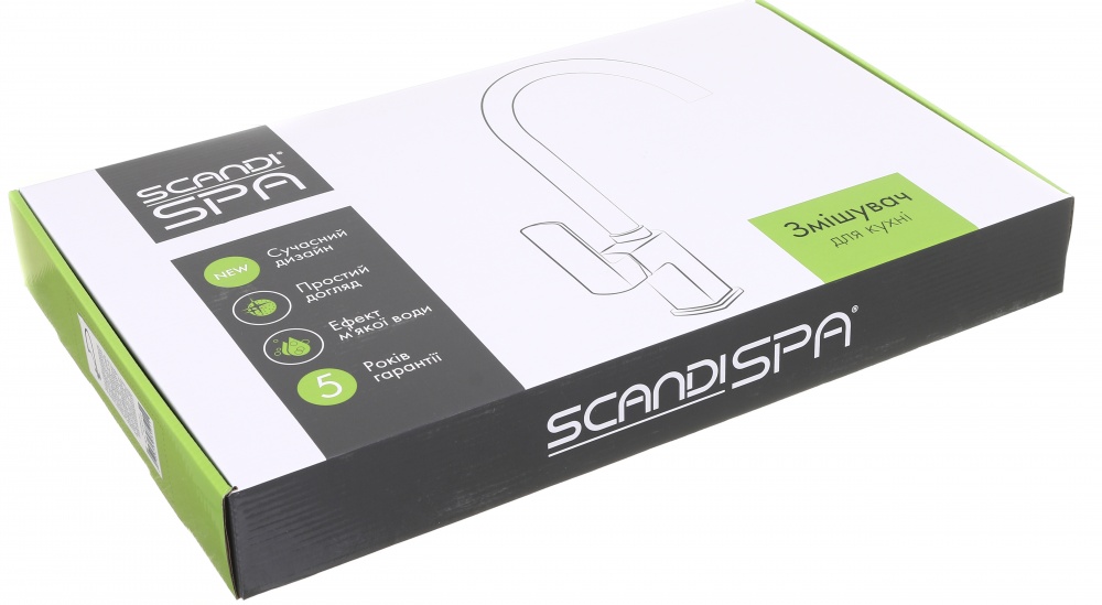 Смеситель для кухни ScandiSPA с гибким изливом и подключением к фильтру черный