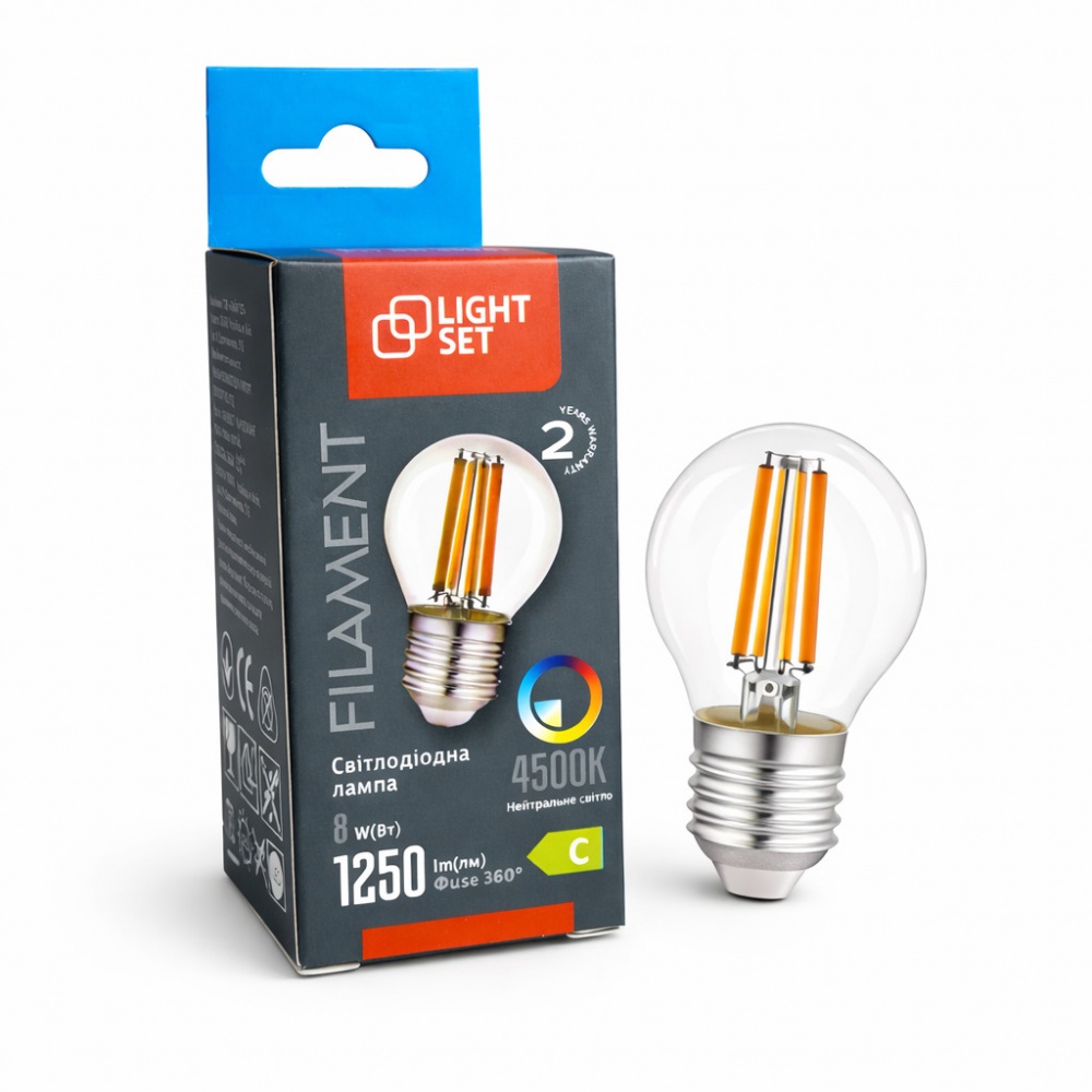 Лампа светодиодная LIGHT SET FIL LS CL 1250Lm 8 Вт G45 E27 220 В 4500 К