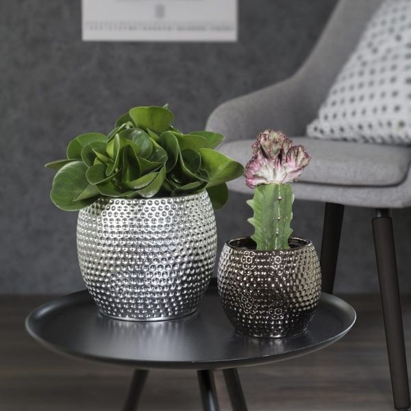 Кашпо керамічне Scheurich Mercury 15 круглий чорний металік 