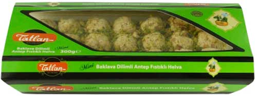 Халва Tatlan Тахинная фисташковая кусочками баклавы 300 г 8695014038013