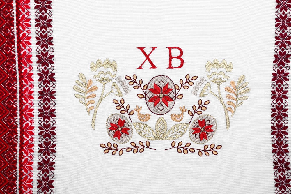 Полотенце пасхальное 623-25/00 32x65 см Эдельвика белый/красный