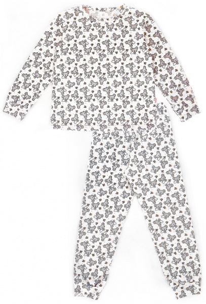 Пижама детская унисекс Beezy принт мышки р.128 белый 0118 