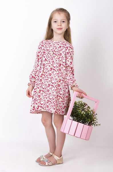 Платье Mevis 01 р.104 белый с розовым 