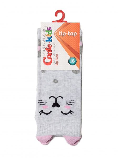 Гольфы детские для девочек Conte-Kids TIP-TOP (мордашки) 19С-141СП 044 р.18 светло-серый 