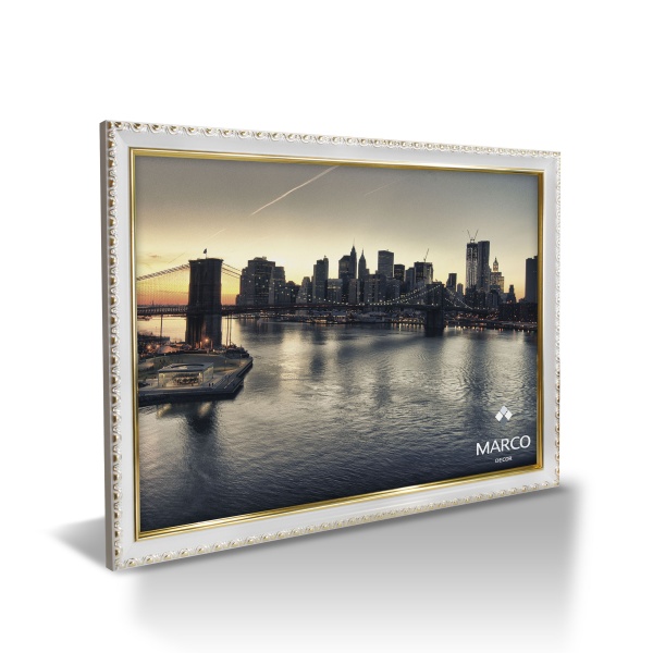 Рамка для фотографии со стеклом MARCO decor 1713 1 фото 21х30 см белый с золотистым 