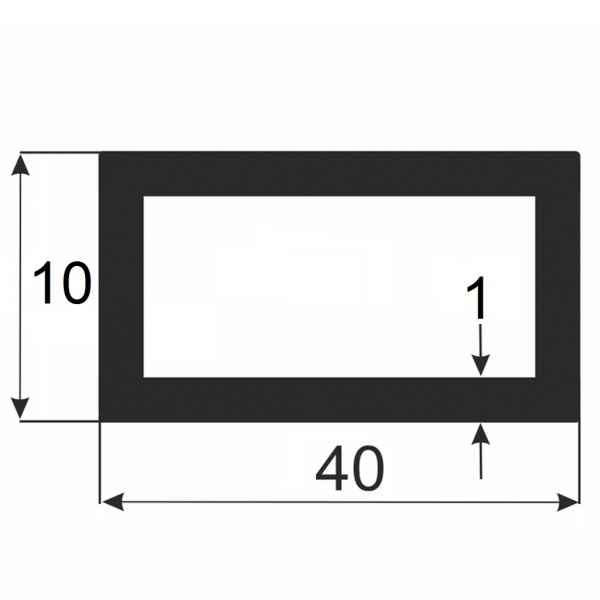 Труба прямокутна алюмінієва АЛЮПРО гладкий 10x401 мм 2000 мм анодована